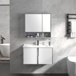 Vanity Set w/Aluminum Cabinet Ceramic Basin & Mirror 710x410x500mm